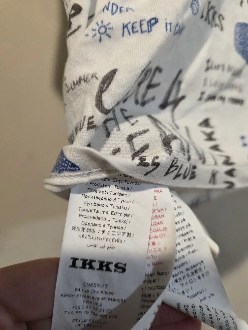 IKKS White & Blue Graphic Kids Top Size 3
